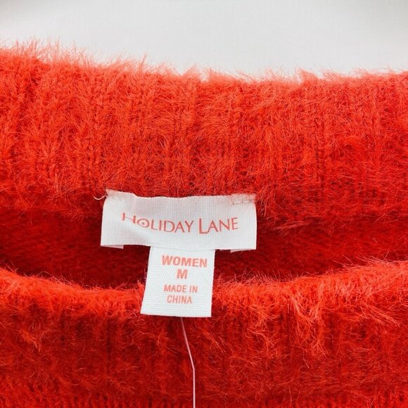 Holiday Lane Womens Size Medium Fair Isle Fuzzy Crewneck Sweater in Red $59 012 - Picture 7 of 9